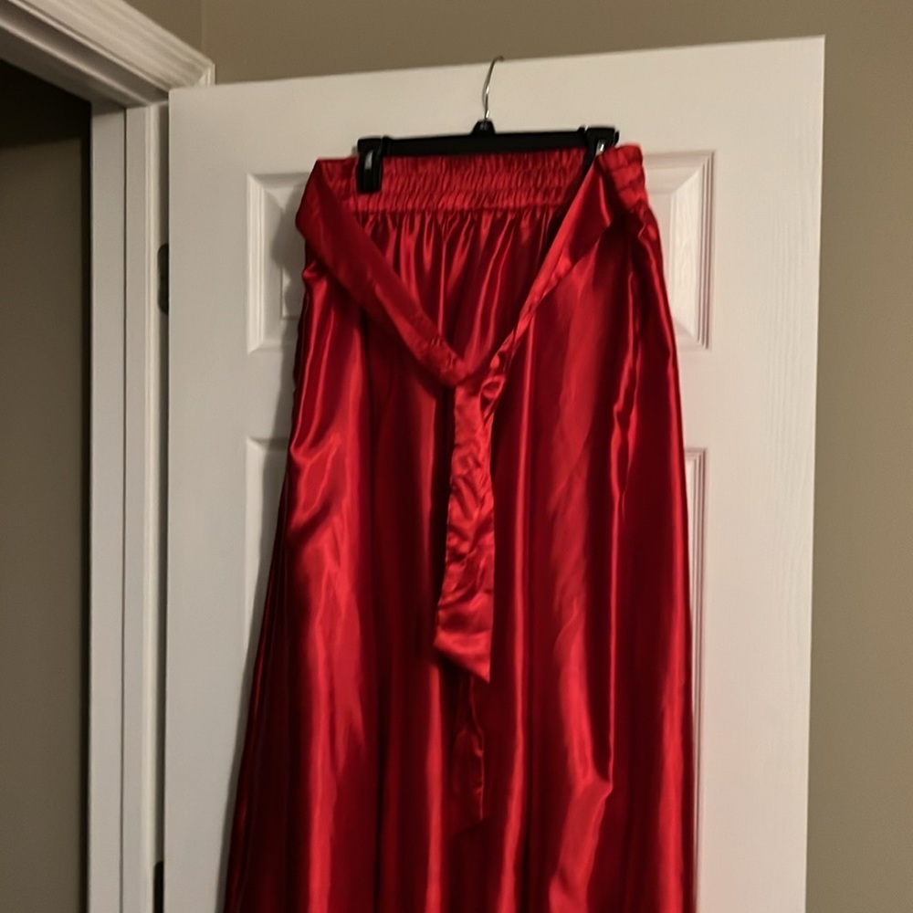 Long red skirt